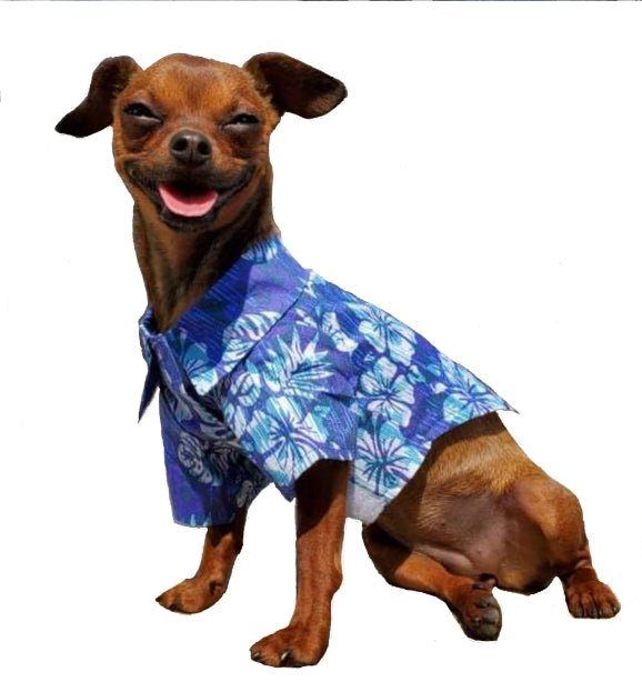 Hawaiian Camp Dog Shirt - Vintage Hibiscus
